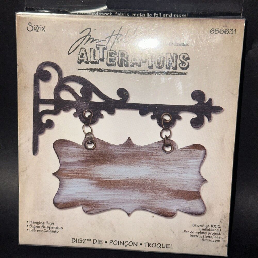 2010 Retired Tim Holtz Alterations Hanging Sign #656631 Frame Bigz Die by Sizzix